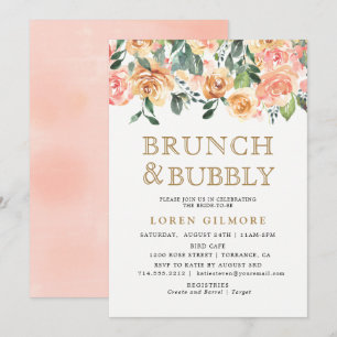 Goldpfirsichflorenbrunch und Blähdusche Einladung