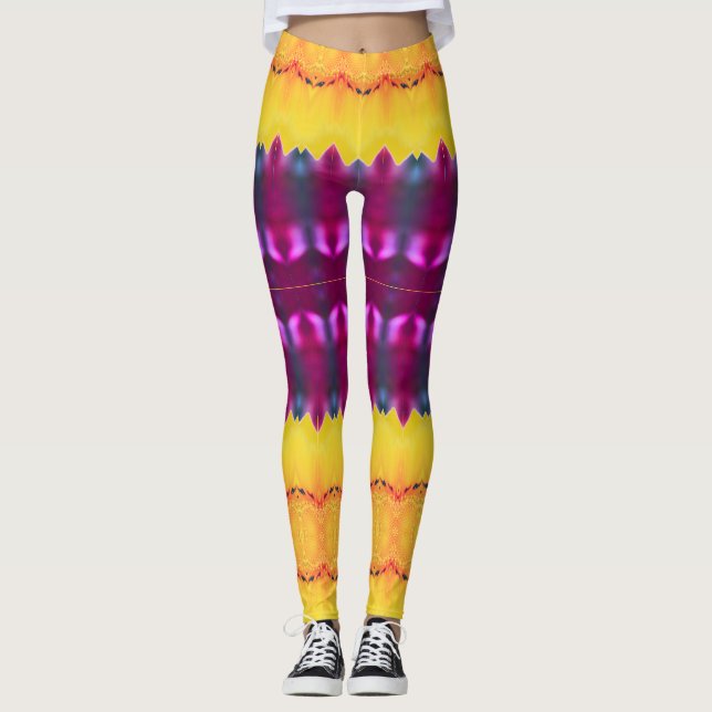 Goldplatte Lila und türkis Leggings (Vorderseite)