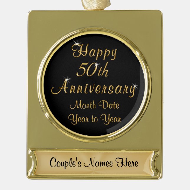 Goldplatten-personalisierte 50. Banner-Ornament gold (Vorderseite)