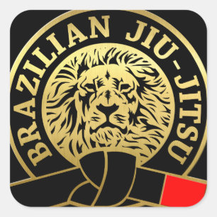 Goldplattierter brasilianischer Jiu-Jitsu-Schwarzg Quadratischer Aufkleber