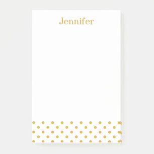 Goldpolka-Punkt-Muster-personalisierter Name Post-it Klebezettel