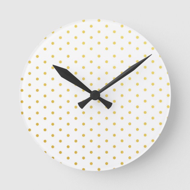 Goldpolka-Punkte der Mode Runde Wanduhr (Vorderseite)