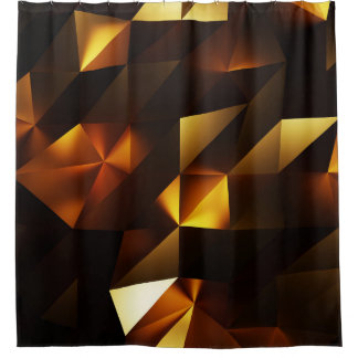 Goldpolygon: 3D Abstrakt Rendering Duschvorhang