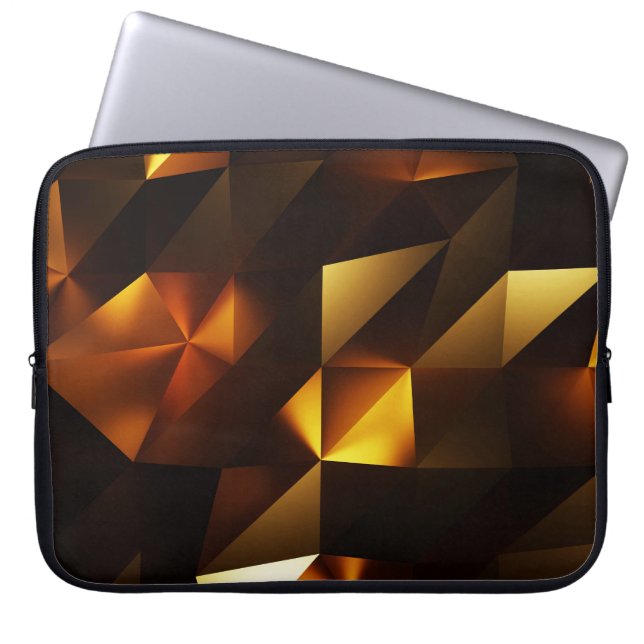 Goldpolygon: 3D Abstrakt Rendering Laptopschutzhülle (Vorderseite)