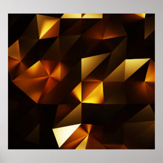 Goldpolygon: 3D Abstrakt Rendering Poster