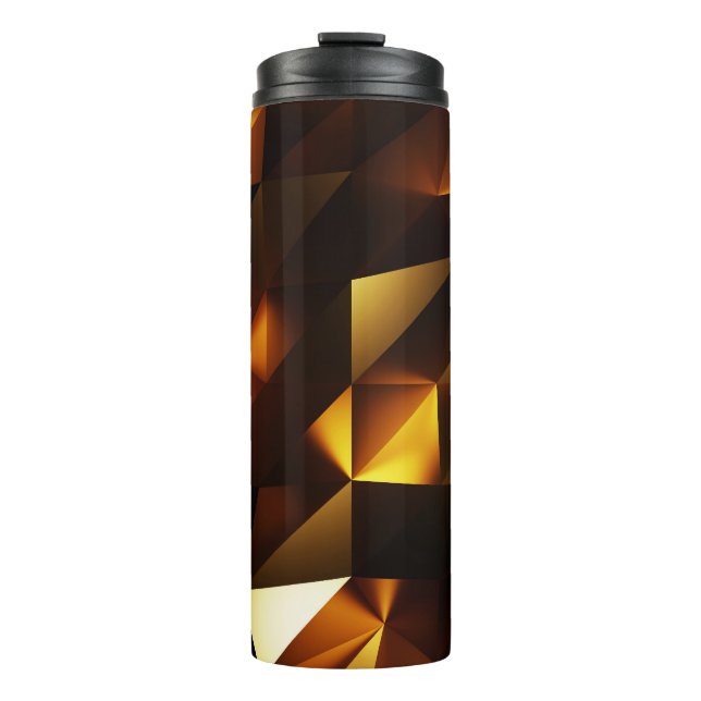 Goldpolygon: 3D Abstrakt Rendering Thermosbecher (Vorderseite)