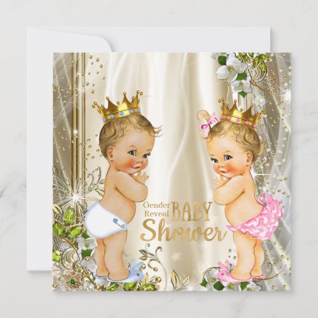 Goldprinz oder Prinzessin Gender Reveal Baby Dusch Einladung (Vorderseite)