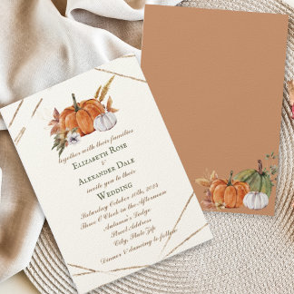 Goldpumpen Elegante Hochzeit im Herbst Geometric Einladung