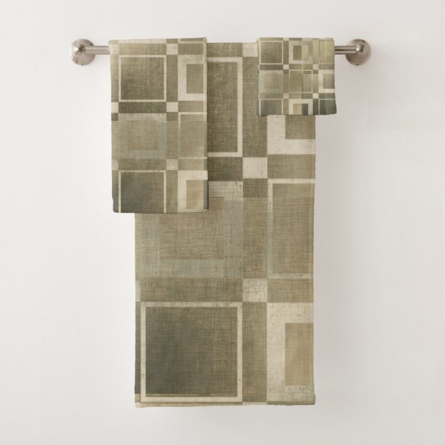 Goldquadrate, moderne geometrische Galerie Badhandtuch Set (Insitu)