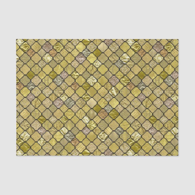 GoldQuatrefoil Folien-Glitzer Seidenpapier (Vorderseite)