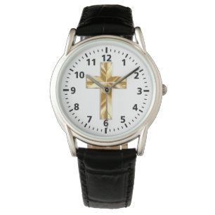 Goldquerschutz-Schwarz-Leder-Uhr (Männer) Armbanduhr