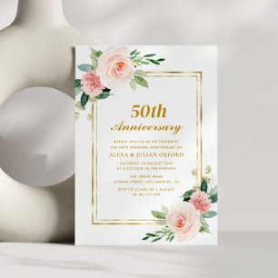Goldrahmen aus Rosa, 50 Jahre Jubiläum Einladung