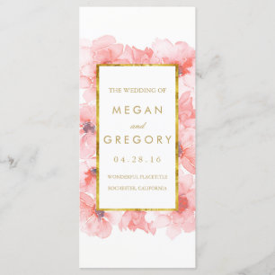 Goldrahmen-Blush-Blues-Hochzeitsprogramme Programm