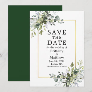 Goldrahmen Elegante Wasserfarbe Botanische Vegetat Save The Date