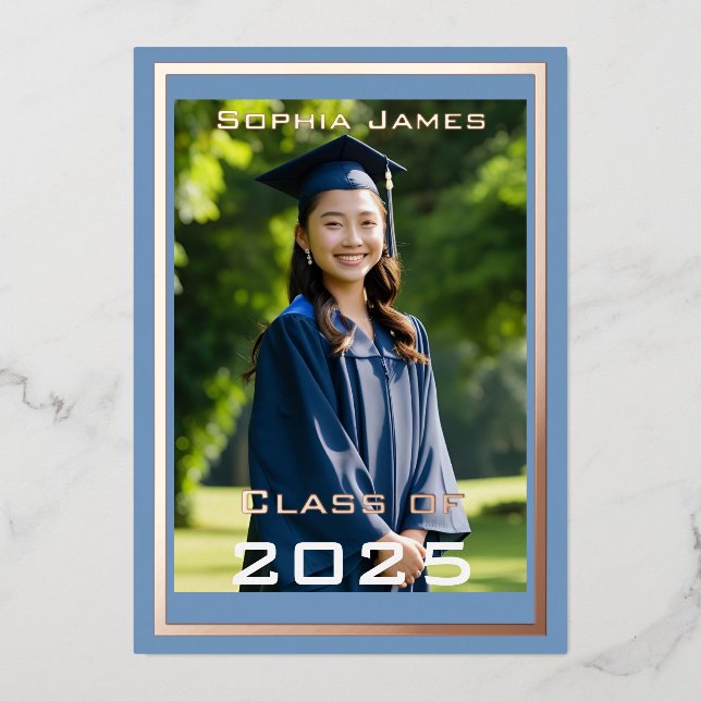Goldrahmen für Rose - Klasse 2025 Folieneinladung (Vorderseite)