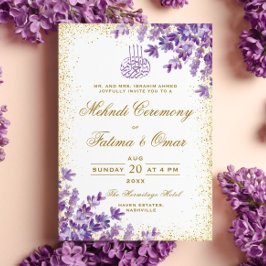 Goldrahmen Lila Lavender Islamic Mehndi Zeremonie Einladung