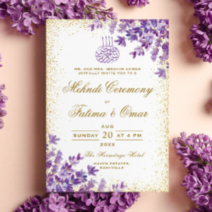 Goldrahmen Lila Lavender Islamic Mehndi Zeremonie Einladung