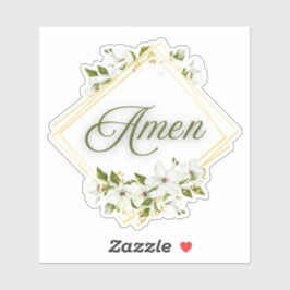 Goldrahmen mit Amen Word und Blumen Aufkleber