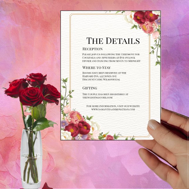 Goldrahmen mit Hübscher Blume Hochzeitskarte Einladung (Von Creator hochgeladen)