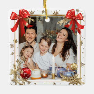 Goldrahmen mit individuellem Familienfoto Neujahr Keramikornament