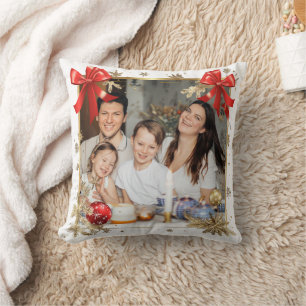 Goldrahmen mit individuellem Familienfoto Neujahr Kissen