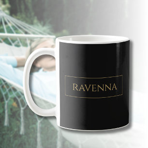 Goldrahmen Personalisierter Name Tiefschwarz Luxus Kaffeetasse