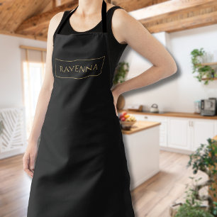 Goldrahmen Personalisierter Name Tiefschwarz Luxus Schürze