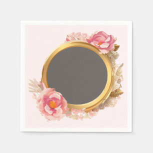 Goldrahmen Rosa Blumenreste Serviette