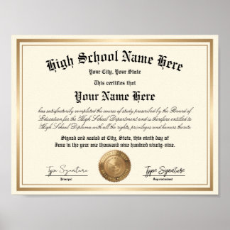 Goldrahmen-Siegel High School Diploma, Homeschooli Poster