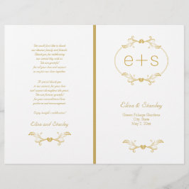 Goldrahmen und Initialen gefaltetes Hochzeitsprogr