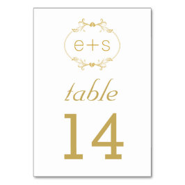 Goldrahmen und Initialen Hochzeitskarte Tischnumme Tischnummer
