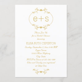 Goldrahmen und monogramm Hochzeitsszenario-Brautpa Einladung