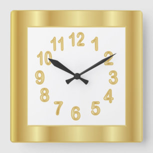 Goldrahmen und -zahlen  Hintergrundfarbe auswähle Quadratische Wanduhr