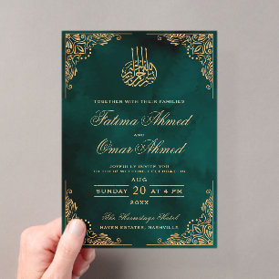 Goldrahmen Verzierte islamische Hochzeit Acryleinladungen