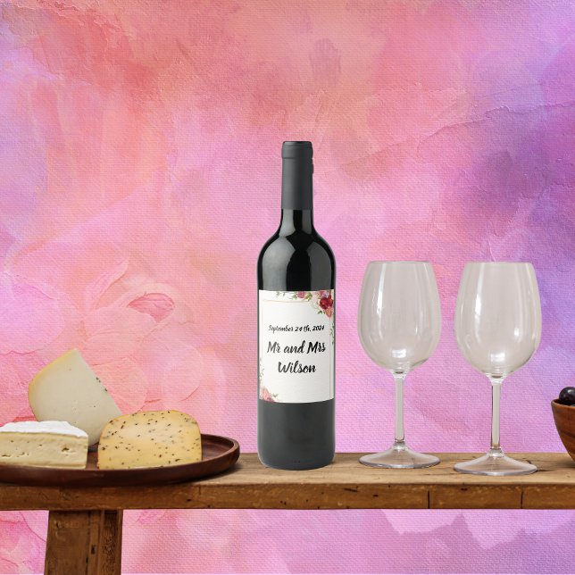 Goldrahmen Wasserfarbene Blume Weinetiketten Weinetikett (Von Creator hochgeladen)