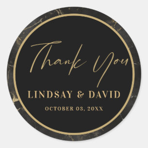 Goldrand aus schwarzem Marmor Runder Aufkleber