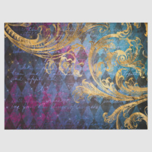 Goldrausch in Lila und blauen Dekoupage Seidenpapier