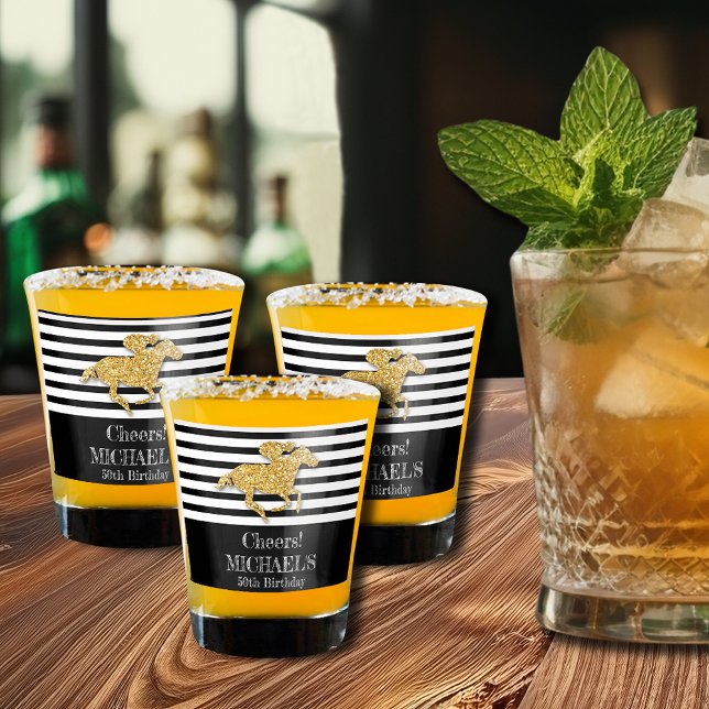 Goldrausch Schwarz-weiße Streifen Geburtstag Schnapsglas (Von Creator hochgeladen)