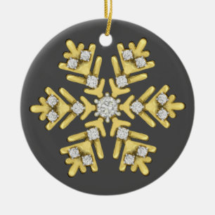 Goldrautenschneeflocke Keramik Ornament