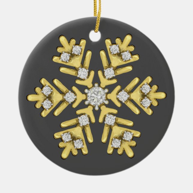 Goldrautenschneeflocke Keramik Ornament (Vorne)