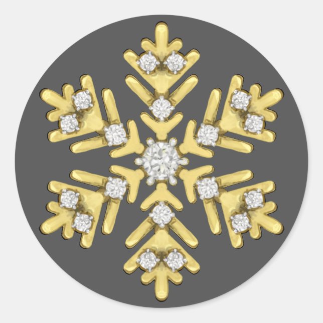 Goldrautenschneeflocke Runder Aufkleber (Vorderseite)