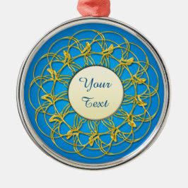 Goldrenkreis mit weißem Kreis mit Text Ornament Aus Metall