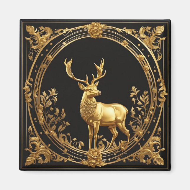Goldrentiere, Gold und schwarze Zierrahmen Magnet (Vorne)