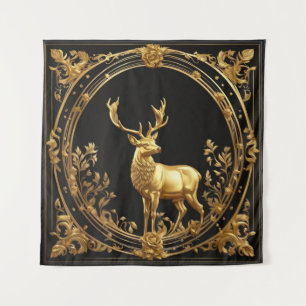 Goldrentiere, Gold und schwarze Zierrahmen Wandteppich