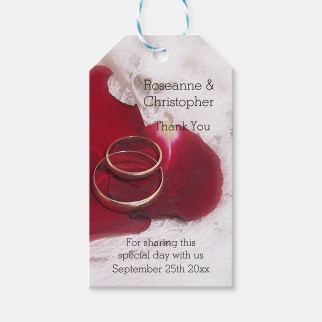Goldrings Rose Petals Design Hochzeit Geschenkanhänger (Vorderseite)