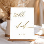 Goldromantische Kalligrafie-Hochzeit Nummer 14, Tischnummer<br><div class="desc">Tabelle 14. Bitte Karo alle verfügbaren Nummern. | Romantische und elegante Wirble Kalligraphie Hochzeitskalibrierung Tischnummer mit Monogrammen. Für eine weiter gehende Anpassung dieses Designs klicken Sie bitte auf den BUTTON BLAU DESIGN TOOL oben!</div>