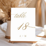 Goldromantische Kalligrafie-Hochzeit Nummer 18, Tischnummer<br><div class="desc">Tabelle 18. Bitte Karo alle verfügbaren Nummern. | Romantische und elegante Wirble Kalligraphie Hochzeitskalibrierung Tischnummer mit Monogrammen. Für eine weiter gehende Anpassung dieses Designs klicken Sie bitte auf den BUTTON BLAU DESIGN TOOL oben!</div>