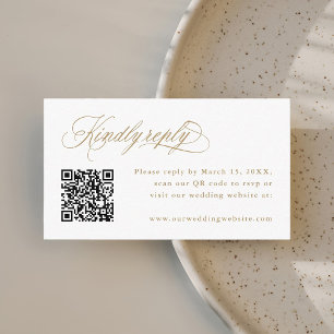 Goldromantische Kalligrafie Hochzeitsstichtag QR C Begleitkarte
