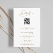 Goldromantische Kalligrafie QR Code Hochzeitdetail