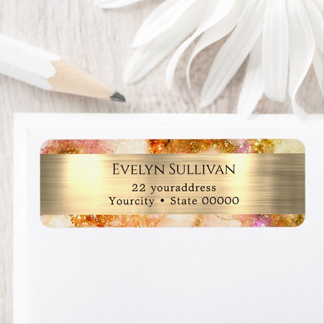 goldrosa Aquarell Imitate Folie Rücksendeadresse (Insitu)